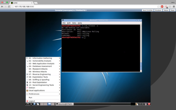 Kali docker in browser