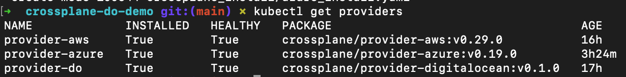 "kubectl get providers to show the providers in my k8s cluster"